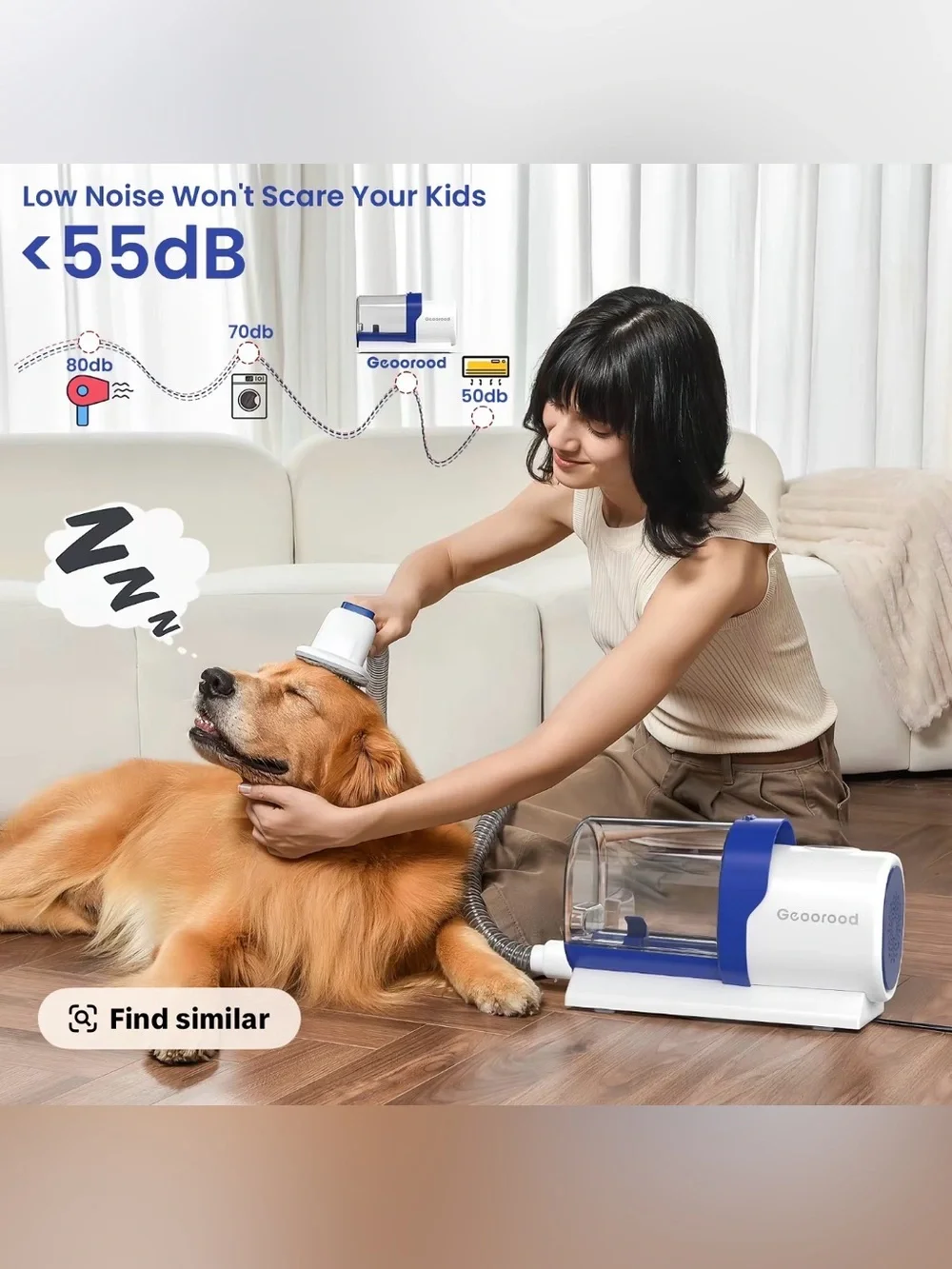 6-in-1 Geoorood Pet Grooming Vacuum Kit with Clippers & Nail Grinder